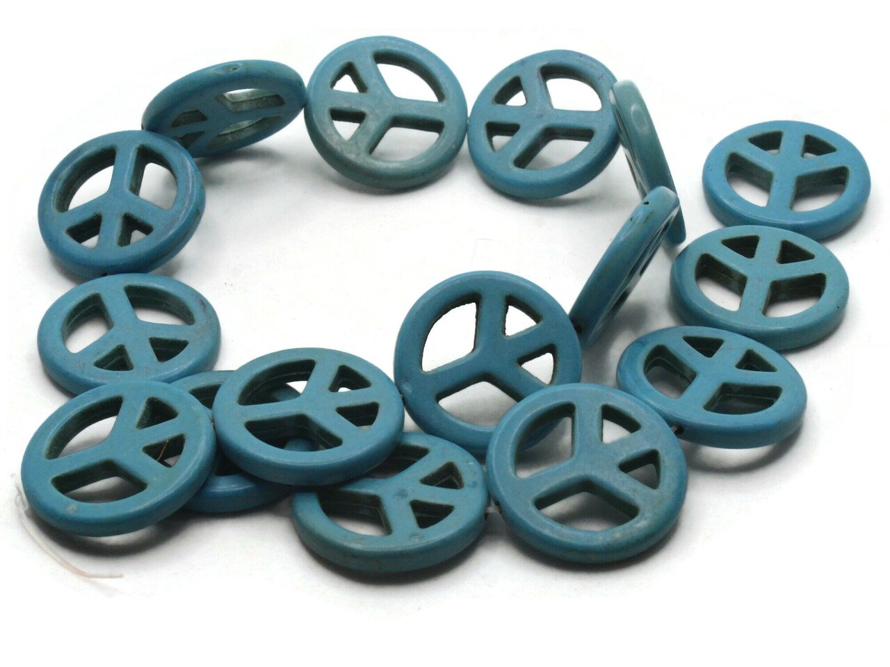 15 25mm Turquoise Blue Peace Symbol Dyed Synthetic Turquoise Stone Beads